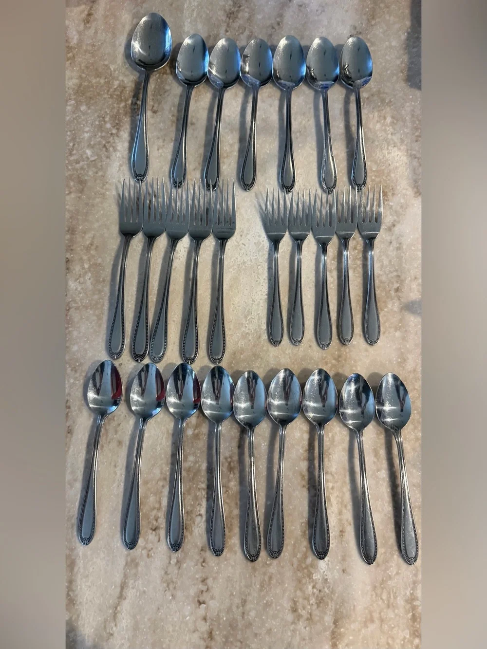 26 PIECE LOT~STAINLESS STEEL FLATWARE~ROGERS CO~KOREA~TOWLE BEADED ANTIQUE?
